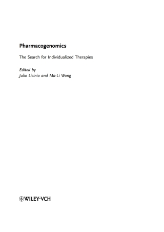 صورة الغلاف: Pharmacogenomics 1st edition 9783527303809