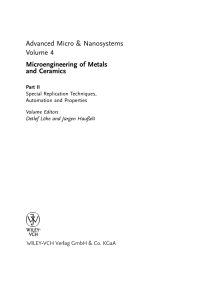 Cover image: Microengineering of Metals and Ceramics: Special Replication Techniques, Automation, and Properties 1st edition 9783527314935