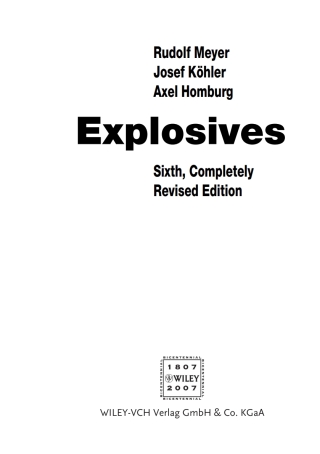 Imagen de portada: Explosives 6th edition 9783527316564