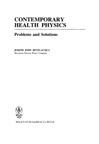 Cover image: Contemporary Health Physics 1st edition 9780471018018