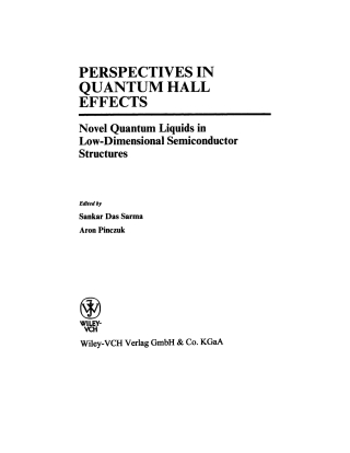 Imagen de portada: Perspectives in Quantum Hall Effects 1st edition 9780471112167
