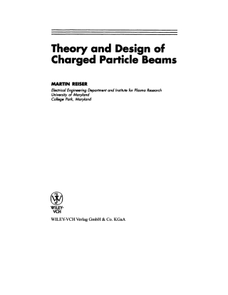 صورة الغلاف: Theory and Design of Charged Particle Beams 1st edition 9780471306160