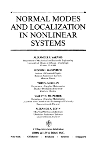 Imagen de portada: Normal Modes and Localization in Nonlinear Systems 1st edition 9780471133193