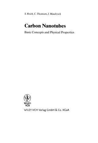 Cover image: Carbon Nanotubes: Basic Concepts and Physical Properties 1st edition 9783527403868