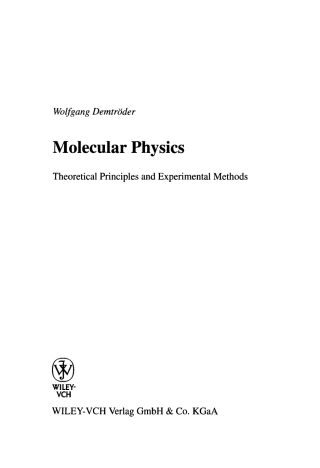 Imagen de portada: Molecular Physics 1st edition 9783527405664