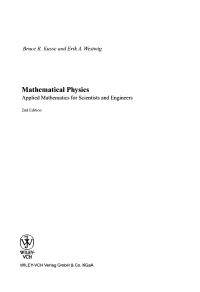 صورة الغلاف: Mathematical Physics: Applied Mathematics for Scientists and Engineers 2nd edition 9783527406722