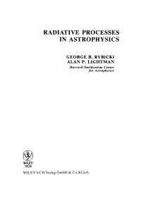 Cover image: Radiative Processes in Astrophysics 1st edition 9780471827597