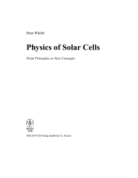 Cover image: Physics of Solar Cells 1st edition 9783527404285