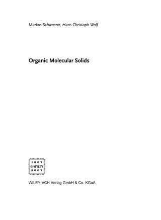 Cover image: Organic Molecular Solids 1st edition 9783527405404