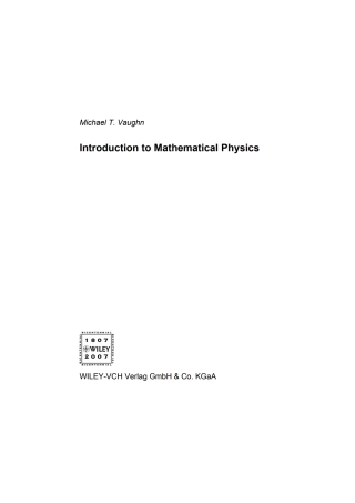 Imagen de portada: Introduction to Mathematical Physics 1st edition 9783527406272