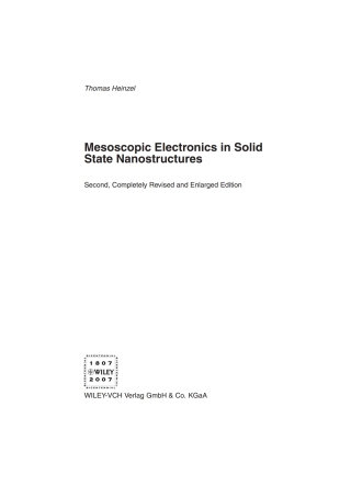 Imagen de portada: Mesoscopic Electronics in Solid State Nanostructures 2nd edition 9783527406388