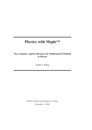 Imagen de portada: Physics with MAPLE 1st edition 9783527406401