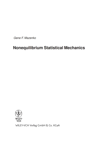 Cover image: Nonequilibrium Statistical Mechanics 1st edition 9783527406487