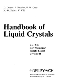 Cover image: Handbook of Liquid Crystals, Volume 2B: Low Molecular Weight Liquid Crystals II 1st edition 9783527294916