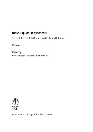 Imagen de portada: Ionic Liquids in Synthesis 2nd edition 9783527312399
