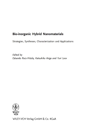 Cover image: Bio-inorganic Hybrid Nanomaterials: Strategies, Synthesis, Characterization and Applications 1st edition 9783527317189