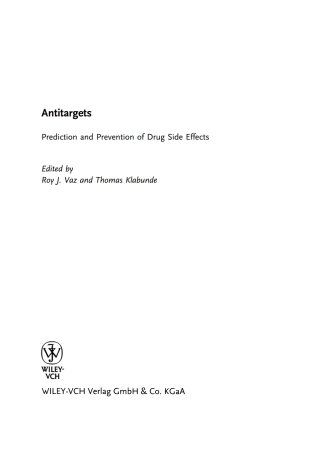 Cover image: Antitargets: Prediction and Prevention of Drug Side Effects 1st edition 9783527318216