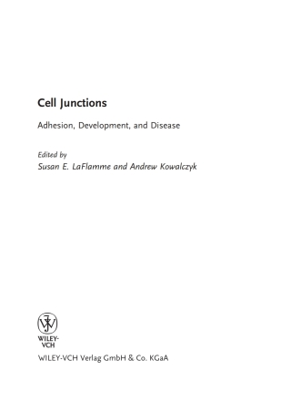 Cover image: Cell Junctions: Adhesion, Development and Disease 1st edition 9783527318827