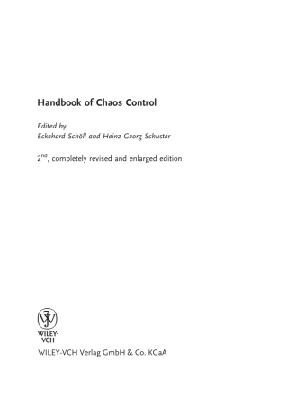 صورة الغلاف: Handbook of Chaos Control 2nd edition 9783527406050