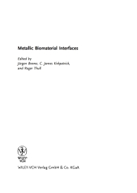 Imagen de portada: Metallic Biomaterial Interfaces 1st edition 9783527318605