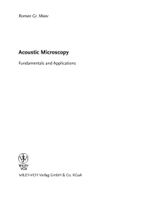 Cover image: Acoustic Microscopy 1st edition 9783527407446