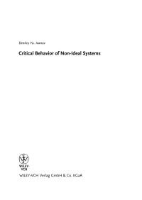 Cover image: Critical Behavior of Non-Ideal Systems 1st edition 9783527406586