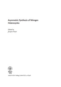 Imagen de portada: Asymmetric Synthesis of Nitrogen Heterocycles 1st edition 9783527320363