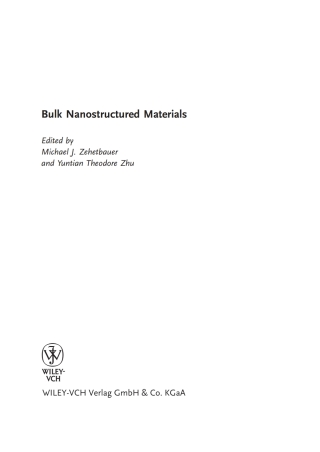 Cover image: Bulk Nanostructured Materials 1st edition 9783527315246