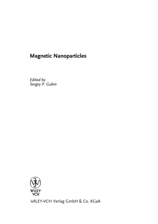 Imagen de portada: Magnetic Nanoparticles 1st edition 9783527407903