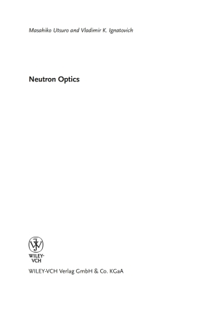 Imagen de portada: Handbook of Neutron Optics 1st edition 9783527408856