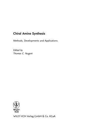 Cover image: Chiral Amine Synthesis 1st edition 9783527325092