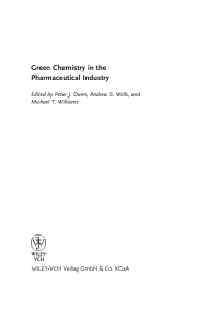 صورة الغلاف: Green Chemistry in the Pharmaceutical Industry 1st edition 9783527324187