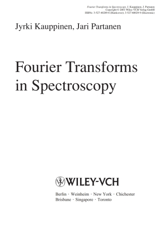 Cover image: Fourier Transforms in Spectroscopy 1st edition 9783527402892