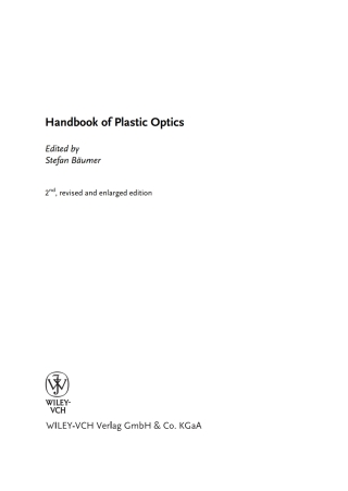 Cover image: Handbook of Plastic Optics 2nd edition 9783527409402