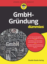 Cover image: GmbH-Gründung für Dummies 1st edition 9783527715954