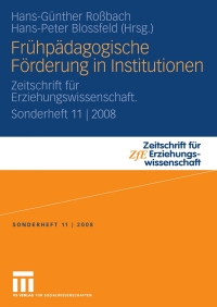 Imagen de portada: Frühpädagogische Förderung in Institutionen 1st edition 9783531162911