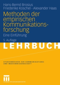 Cover image: Methoden der empirischen Kommunikationsforschung 5th edition 9783531165042