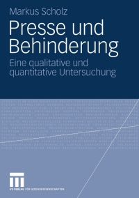 Cover image: Presse und Behinderung 9783531170800