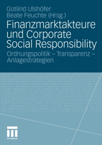 Imagen de portada: Finanzmarktakteure und Corporate Social Responsibility 9783531173580