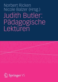 Omslagafbeelding: Judith Butler: Pädagogische Lektüren 9783531166131