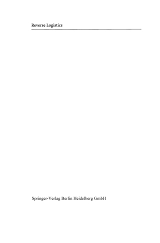 Cover image: Reverse Logistics 9783642073809