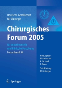 Cover image: Chirurgisches Forum 2005 für experimentelle und klinische Forschung 9783540248880