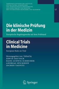 Cover image: Die klinische Prüfung in der Medizin / Clinical Trials in Medicine 1st edition 9783540204770