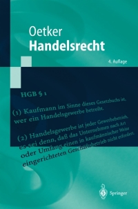表紙画像: Handelsrecht 4th edition 9783540218807