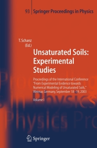 Imagen de portada: Unsaturated Soils: Experimental Studies 1st edition 9783540211211