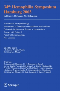 Imagen de portada: 34th Hemophilia Symposium Hamburg 2003 1st edition 9783540228868