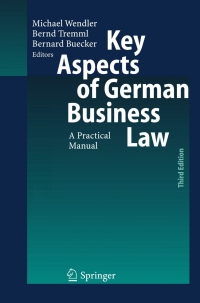 Cover image: Key Aspects of German Business Law 3rd edition 9783540284222
