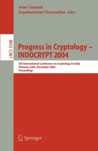 Imagen de portada: Progress in Cryptology - INDOCRYPT 2004 1st edition 9783540241300