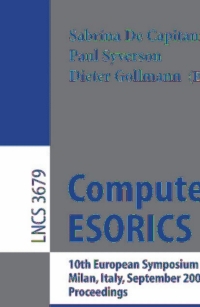 Imagen de portada: Computer Security - ESORICS 2005 1st edition 9783540289630