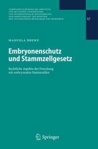 Omslagafbeelding: Embryonenschutz und Stammzellgesetz 9783540328728